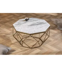 Stolik Kawowy GORAN II 69 Cm Marmur biały