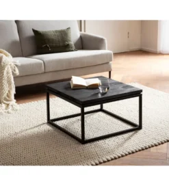 Stolik kawowy HAPTIK 60 cm drewno mango czarne