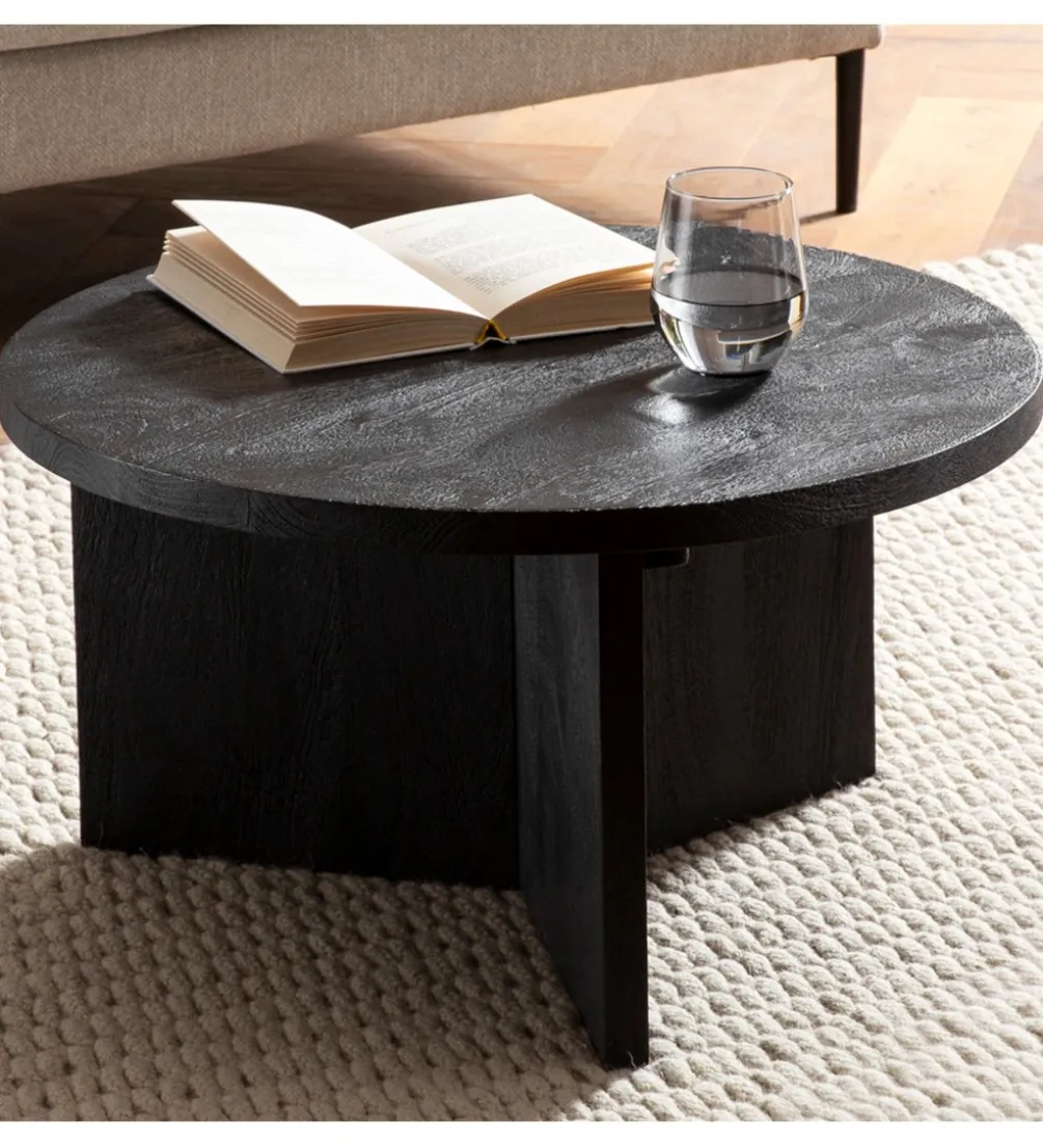 Stolik kawowy HINO 60 cm drewno mango czarny