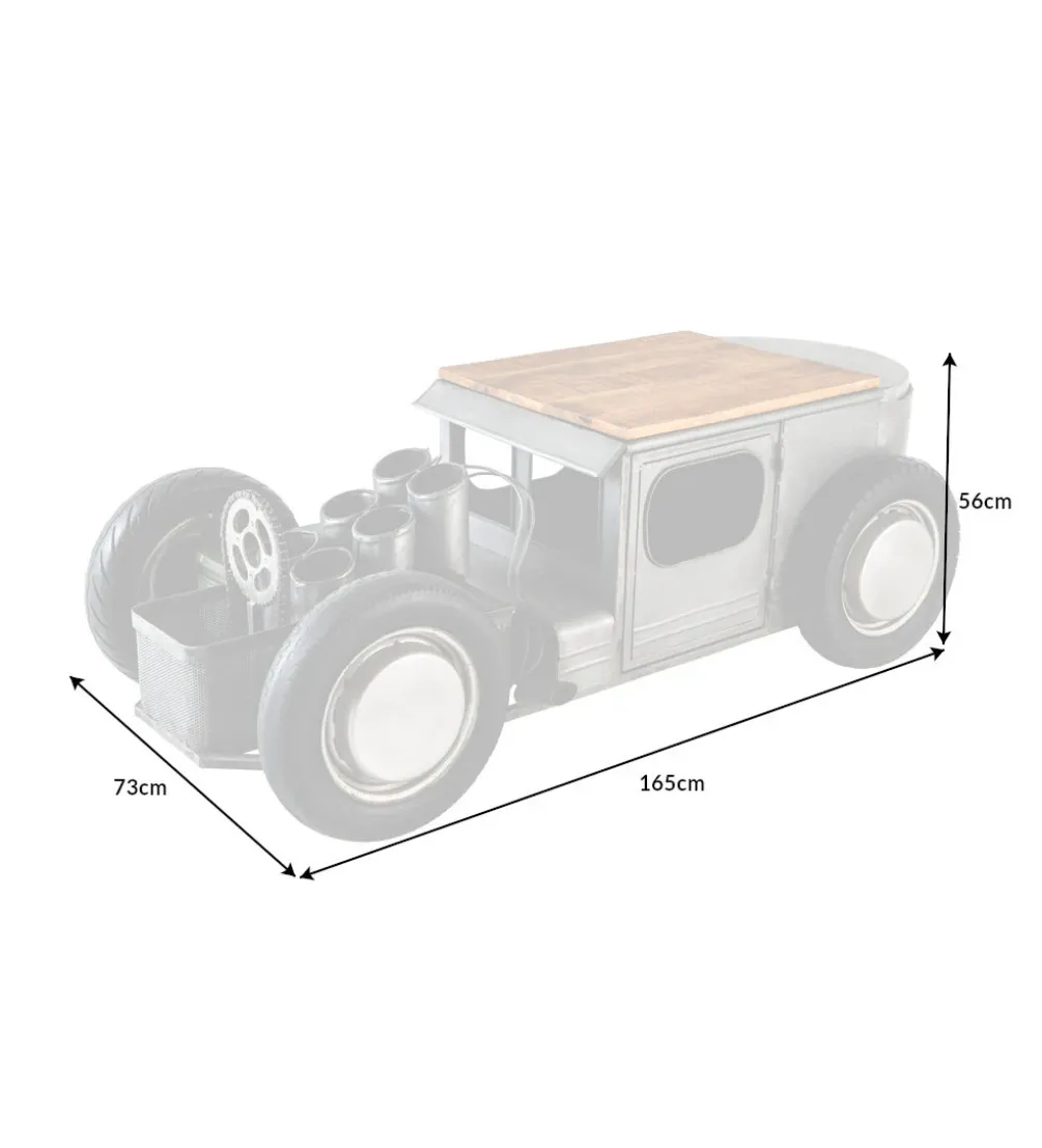 Stolik kawowy HOT ROD 165 cm blat drewno mango