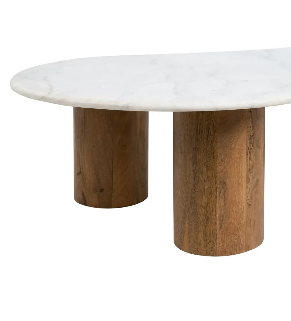 Stolik kawowy HUGI 135 cm marmur drewno mango