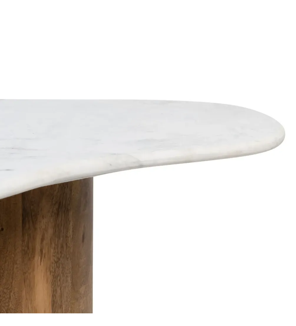 Stolik kawowy HUGI 135 cm marmur drewno mango