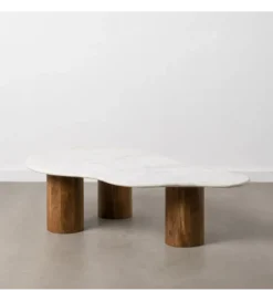 Stolik kawowy HUGI 135 cm marmur drewno mango