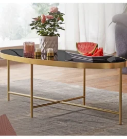 Stolik kawowy IVARS 110 cm czarno złoty