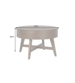 Stolik kawowy KYOTO 70 cm z schowkiem drewno mango