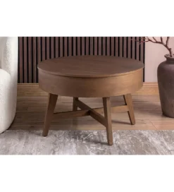 Stolik kawowy KYOTO 70 cm z schowkiem drewno mango