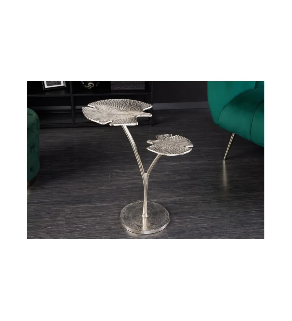 Stolik kawowy Leaf 52 cm srebrny