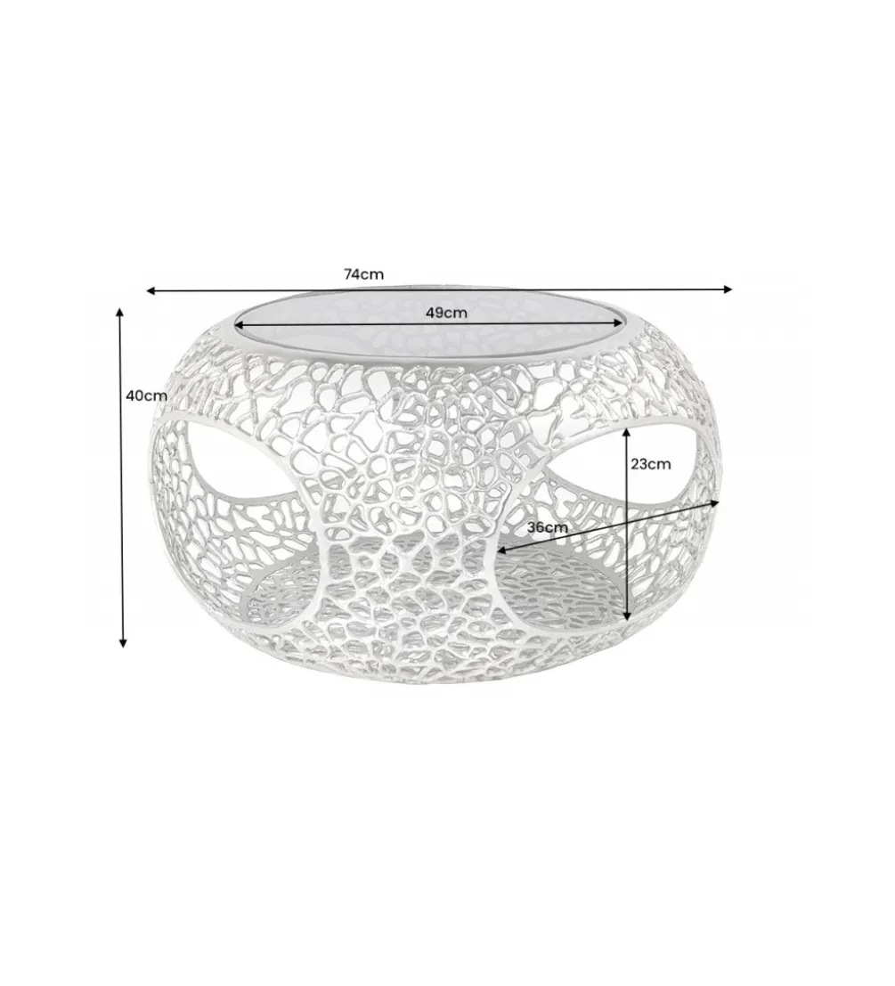 Stolik kawowy LEAF 74 cm srebrny