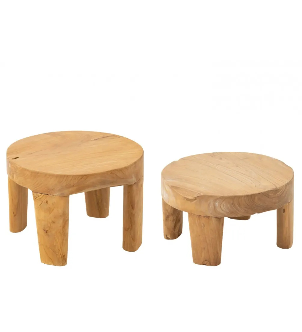 Stolik kawowy LEONI set 2 drewno teak