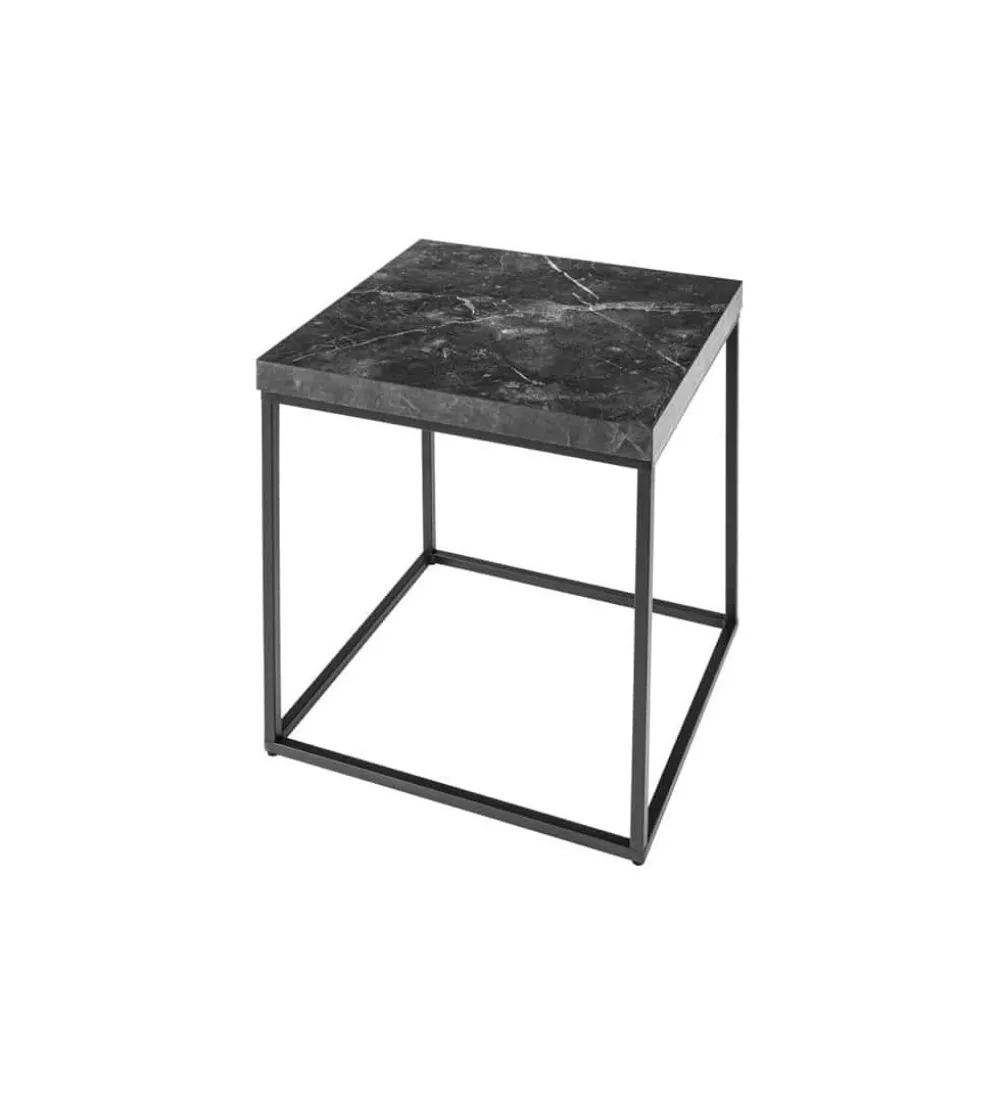 Stolik kawowy MENSA 40 cm w optyce marmuru antracytowy