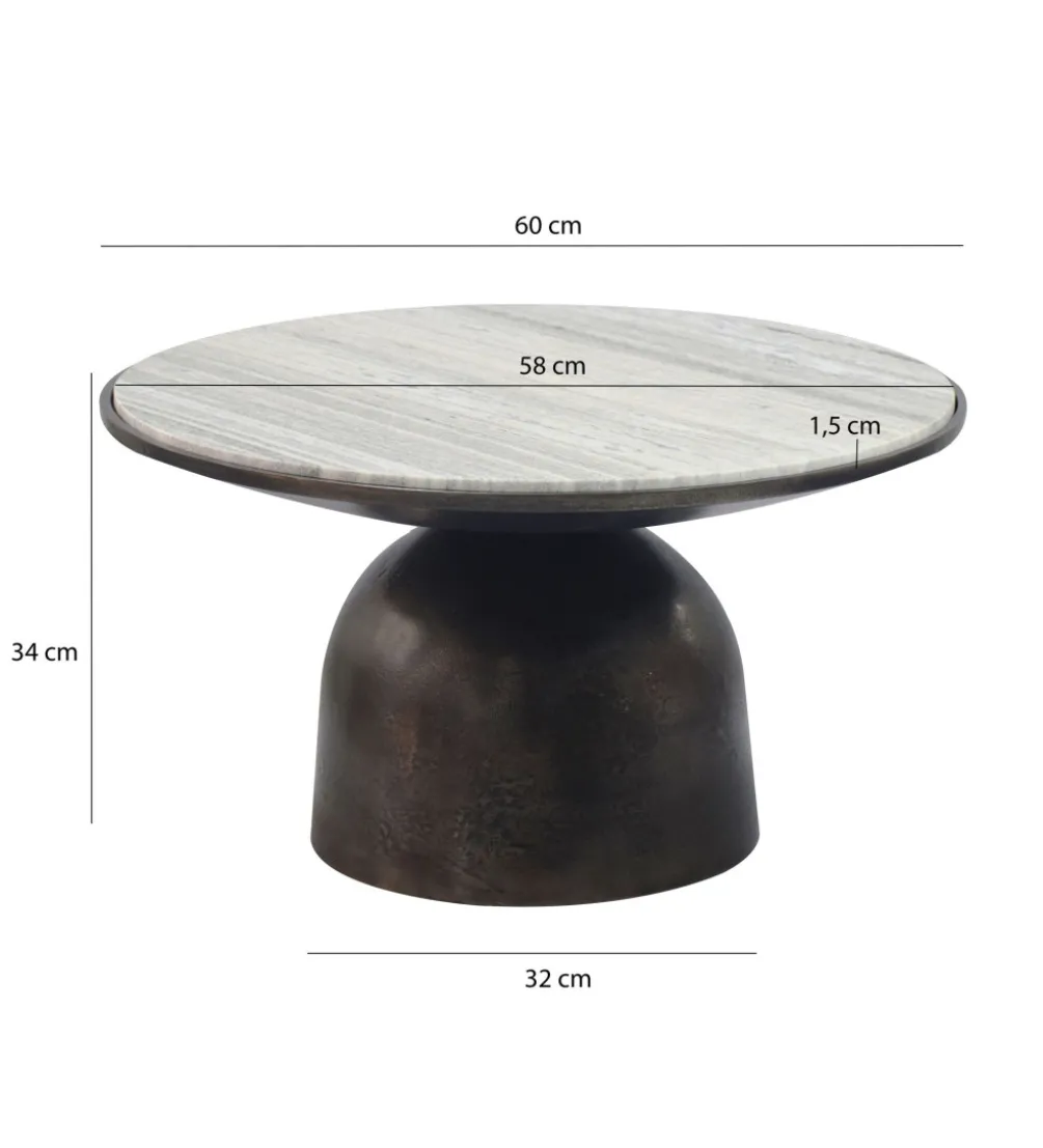 Stolik kawowy MESMERIT 60 cm blat marmur