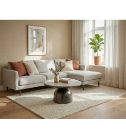 Stolik kawowy MESMERIT 60 cm blat marmur