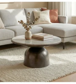 Stolik kawowy MESMERIT 60 cm blat marmur