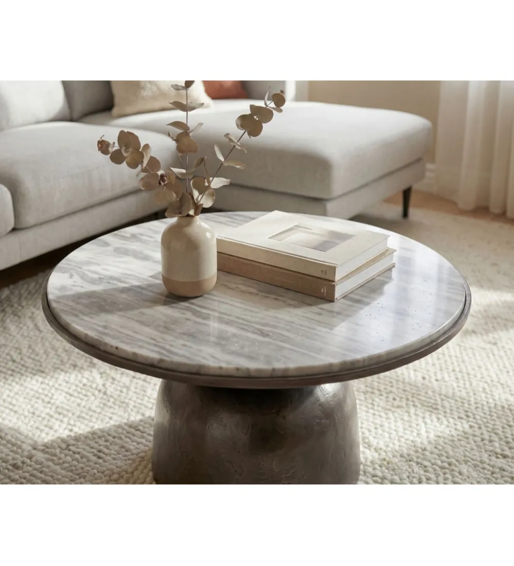 Stolik kawowy MESMERIT 60 cm blat marmur