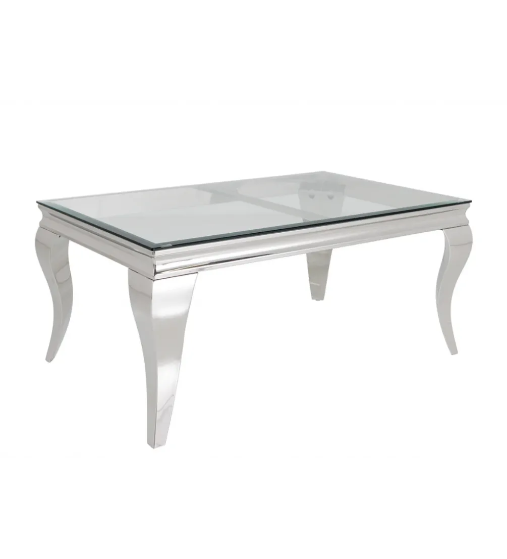Stolik kawowy MODERN BAROCK BARRACUDA 100 cm chromowany szklany blat BEZ blatu tekowego