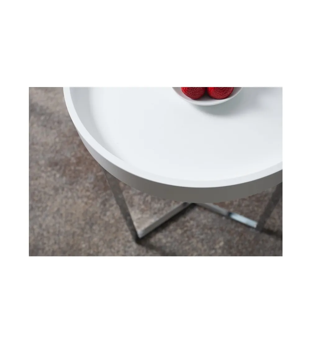 Stolik kawowy Modular 40 cm biało srebrny
