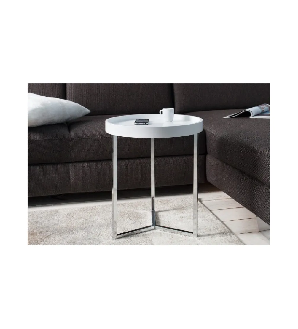 Stolik kawowy Modular 40 cm biało srebrny