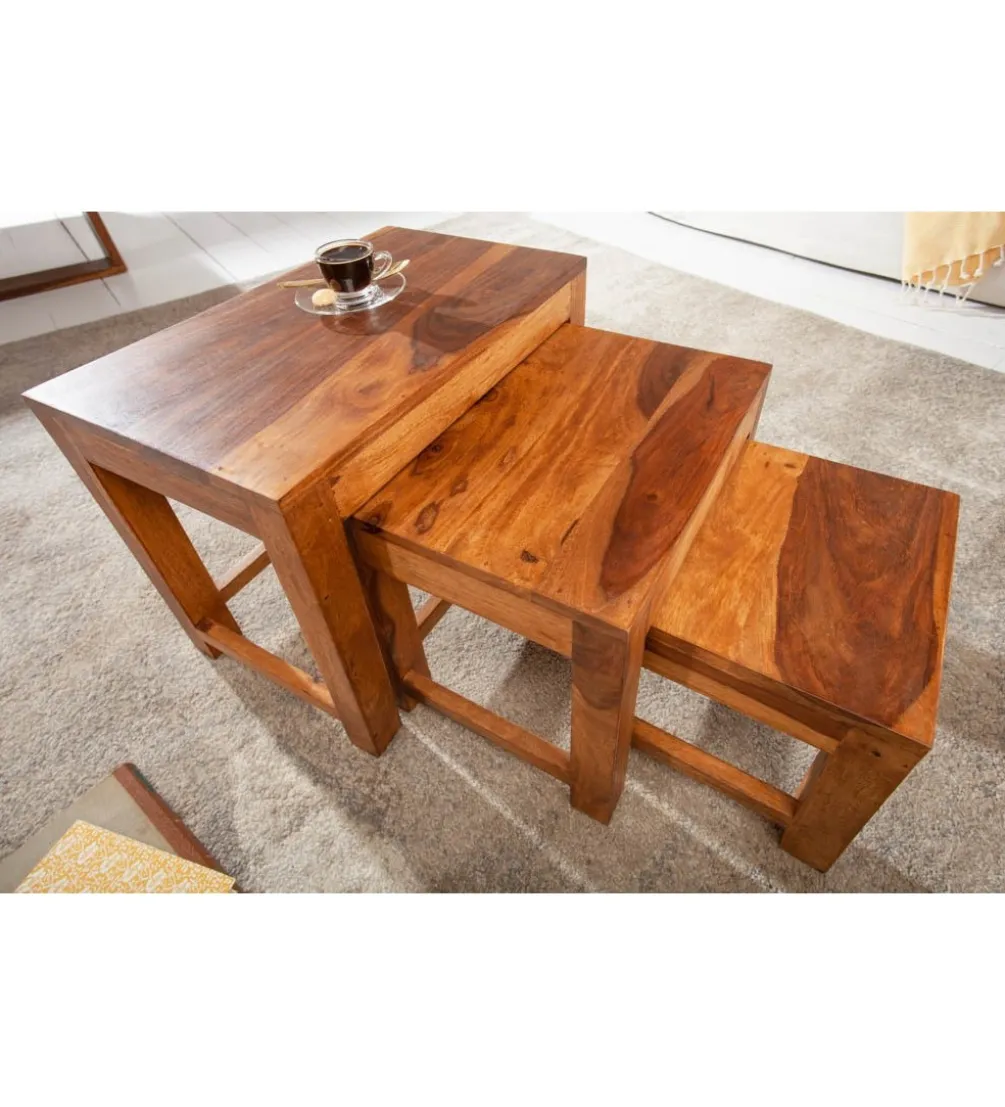 Stolik kawowy MONSOON SET 3 drewno Sheesham