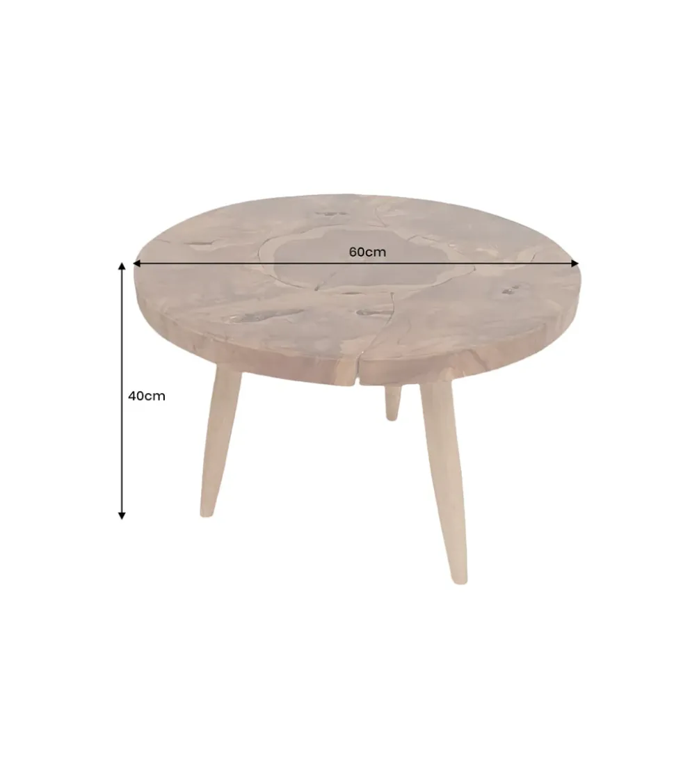 Stolik kawowy MOSAIK 60 cm naturalny teak