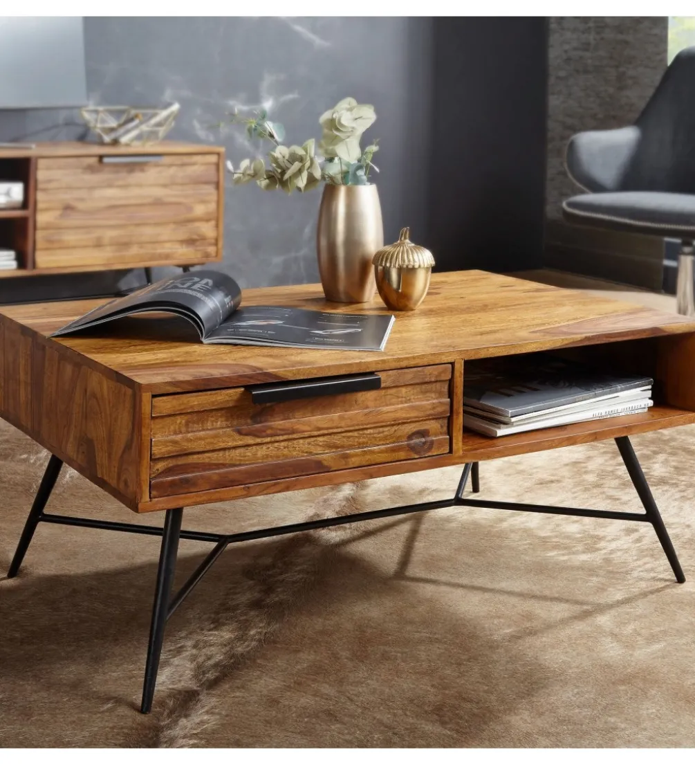 Stolik kawowy NISHAN 87 cm drewno sheesham