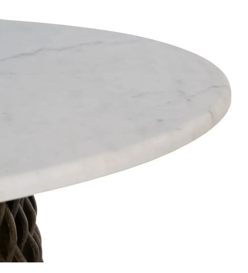 Stolik kawowy NIZAMES 80 cm drewno mango marmur