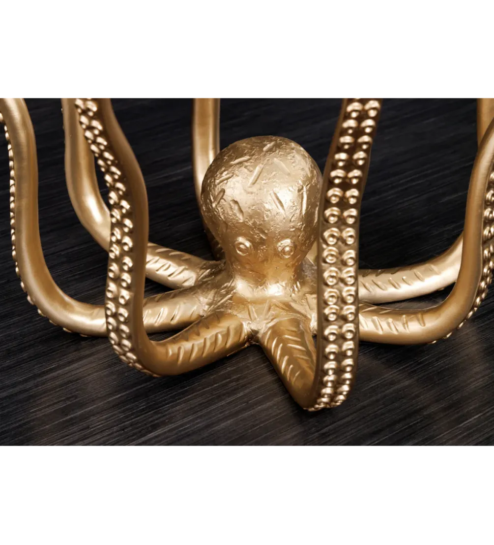 Stolik kawowy OCTOPUS 50 cm z lampą złoty