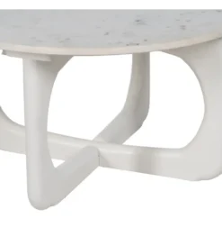 Stolik kawowy ONAKI 75 cm drewno mango marmur biały