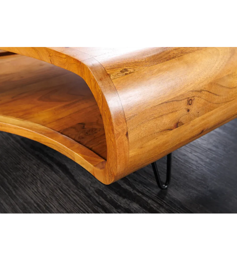 Stolik kawowy ORGANIC LIVING 70 cm drewno akacja miodowe