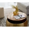 Stolik kawowy ORIENT 60 cm złoty drewno mango
