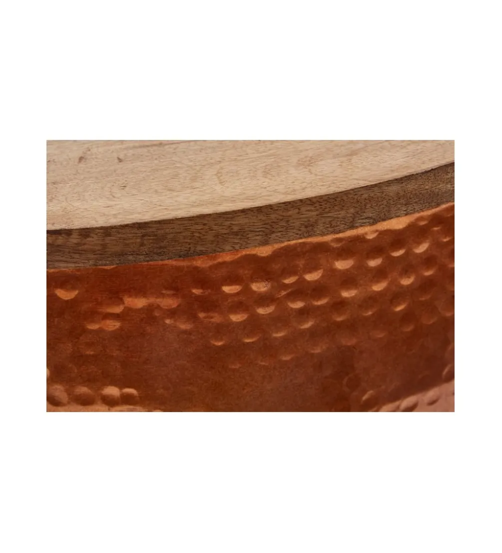 Stolik kawowy Orient Storage 60 cm miedziany z blatem Mango