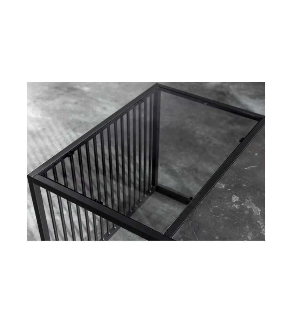 Stolik kawowy PASCAL 100 cm w optyce czarnego marmuru