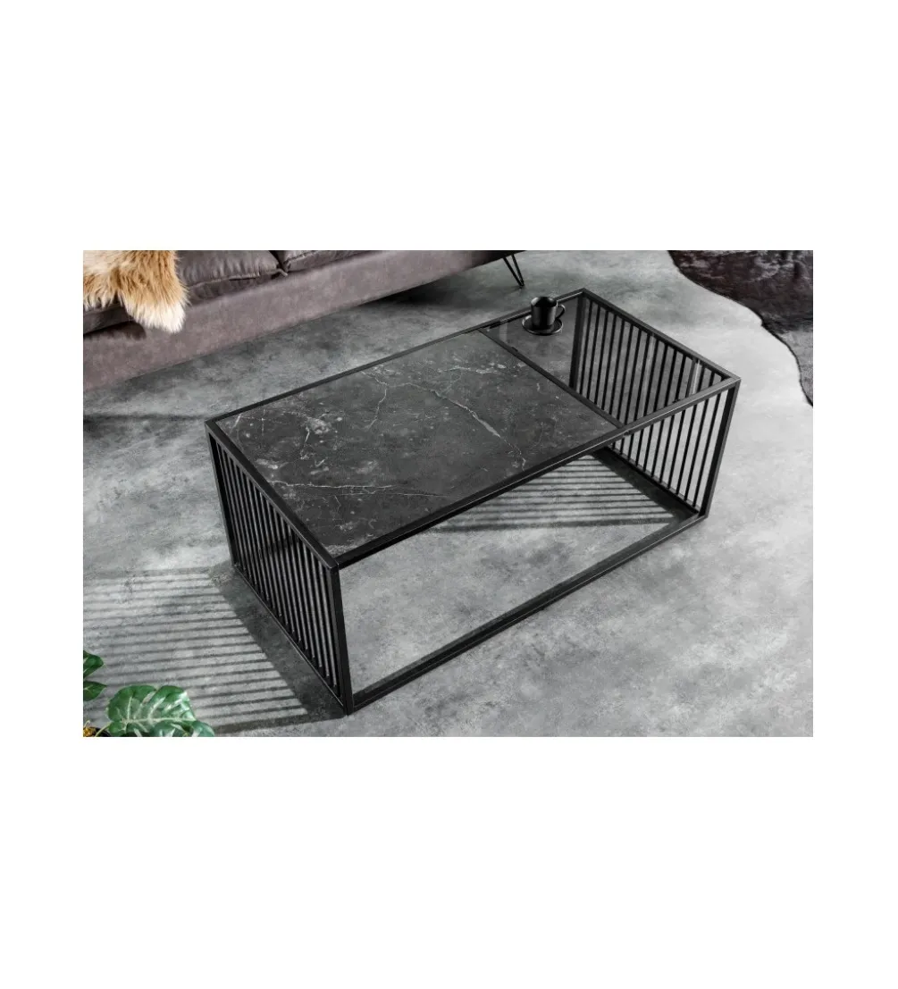 Stolik kawowy PASCAL 100 cm w optyce czarnego marmuru