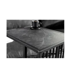 Stolik kawowy PASCAL 35 cm w optyce czarnego marmuru