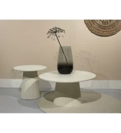 Stolik kawowy PATO 50 cm drewno mango biała