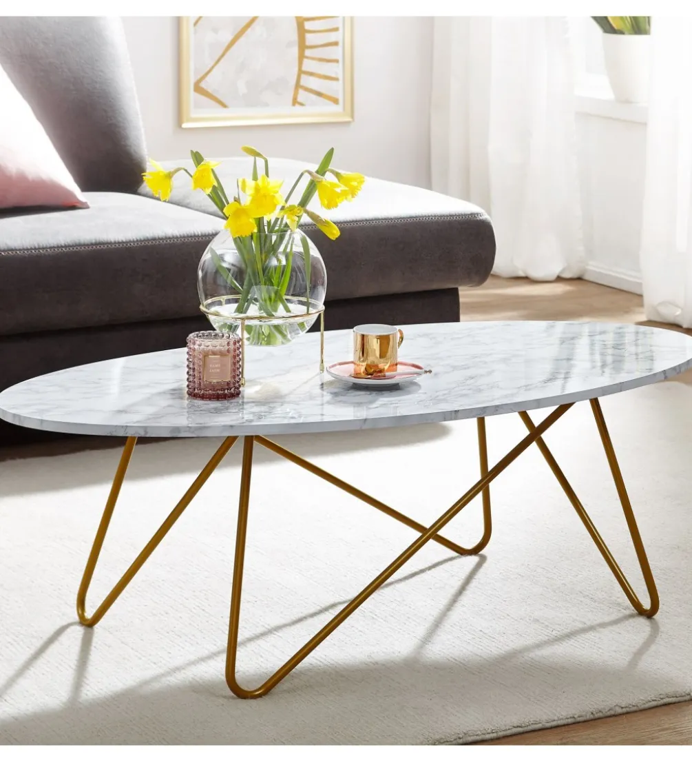 Stolik kawowy PLYMO 120 cm w optyce marmuru
