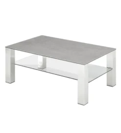 Stolik kawowy PUNO 110 cm ze szkła i ceramiki w kolorze szarym