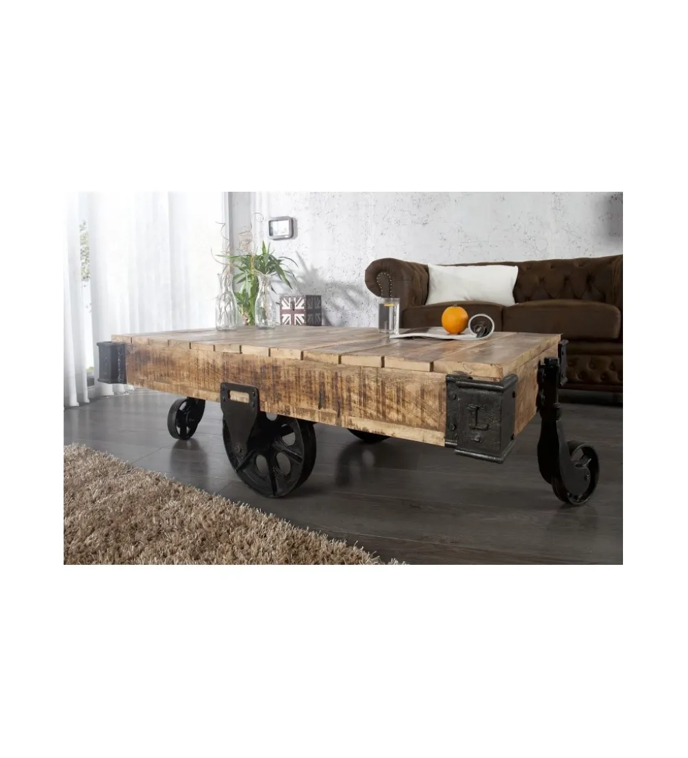 Stolik kawowy Railway 120 cm drewno Mango