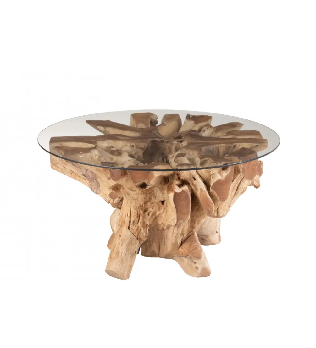 Stolik kawowy RAOUL 90 cm drewno teak naturalny