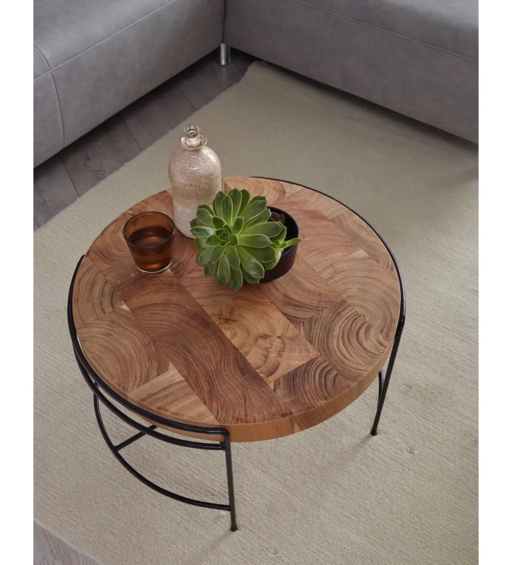Stolik kawowy RIBERA 62 cm drewno akacja