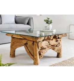 Stolik kawowy RIVERSIDE 80 cm drewno teak bez szkła