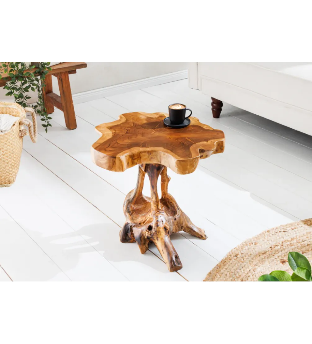 Stolik kawowy ROOT 40 cm drewno teak naturalny