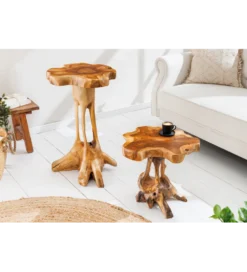 Stolik kawowy ROOT 70 cm drewno teak naturalny