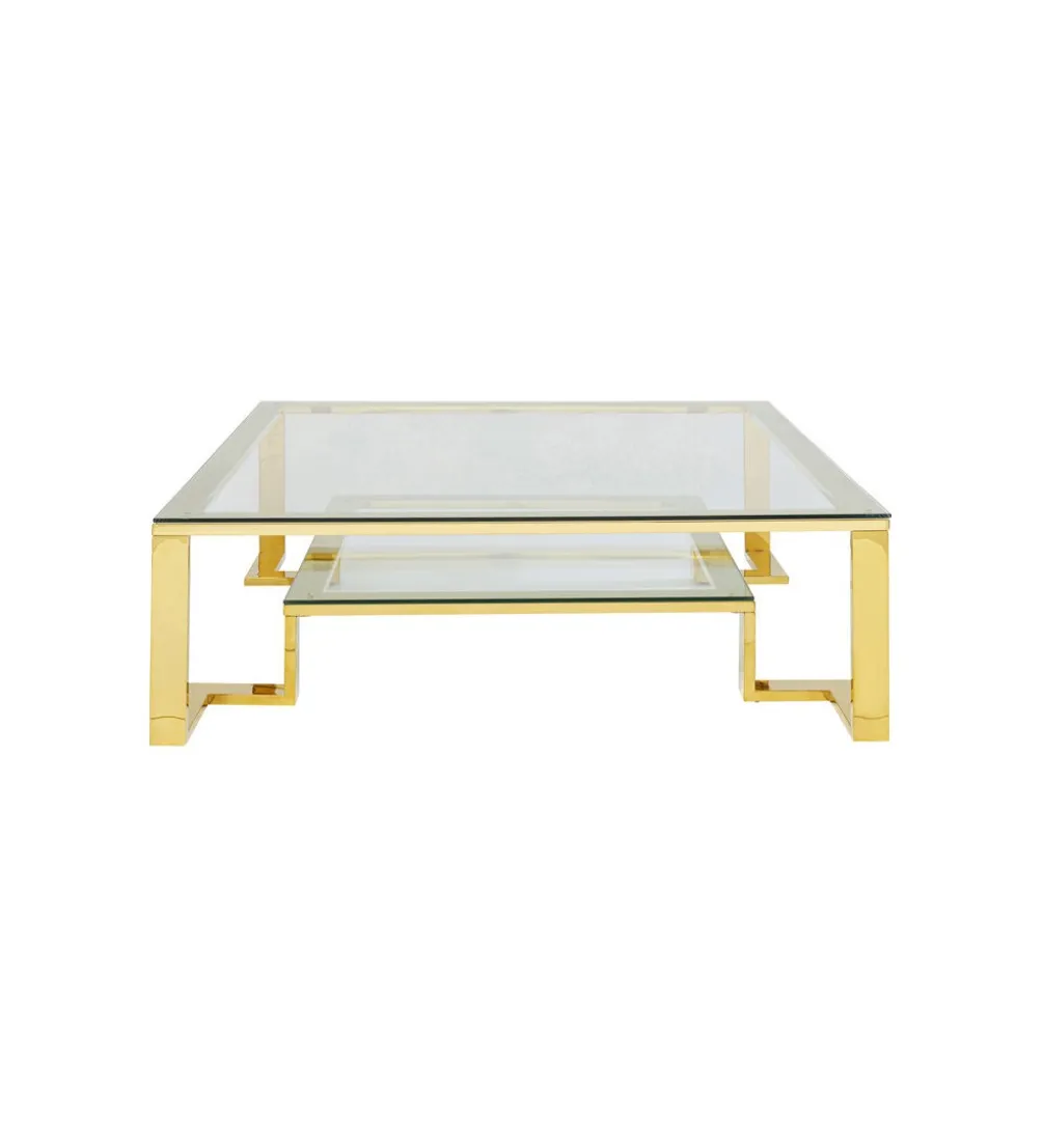 Stolik kawowy RUSH 120 cm złoty szklany