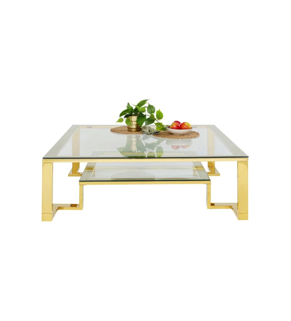 Stolik kawowy RUSH 120 cm złoty szklany