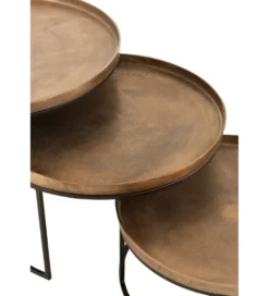 Stolik kawowy Rust set 3 miedziany