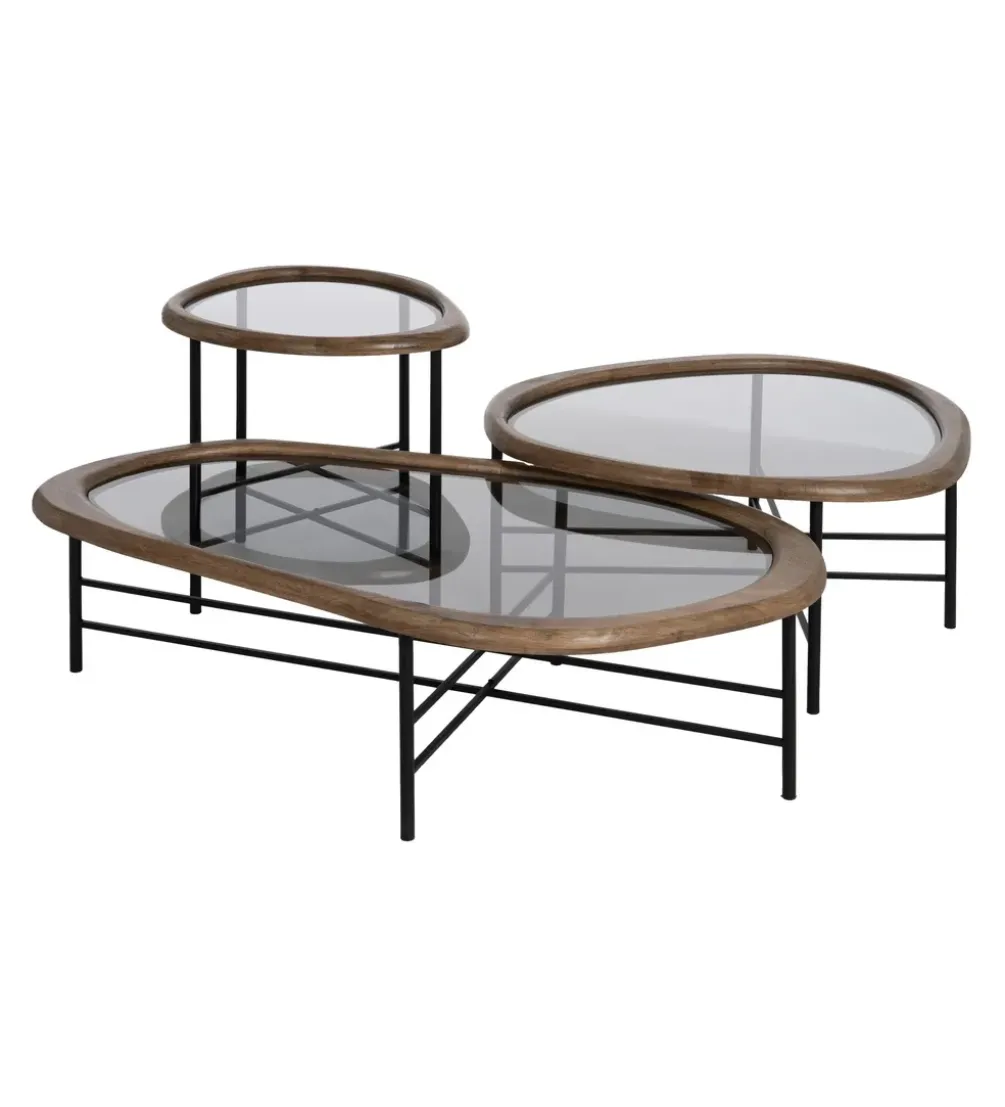 Stolik kawowy SATAMY 76 cm naturalny czarny