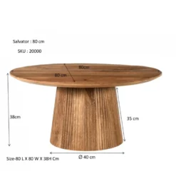 Stolik kawowy SELVETOR 80 cm drewno mango