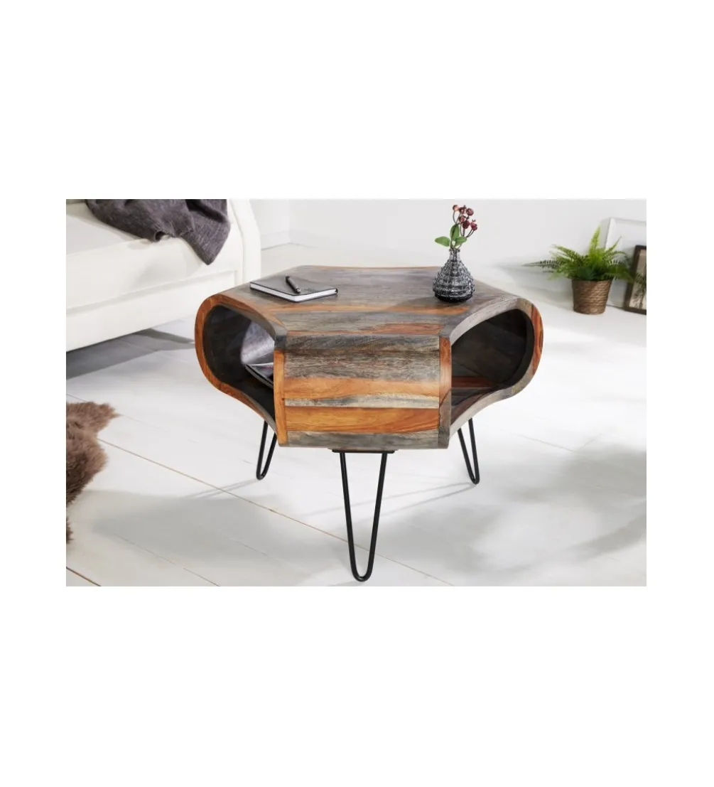 Stolik kawowy SPIN RETRO 60 cm drewno Sheesham