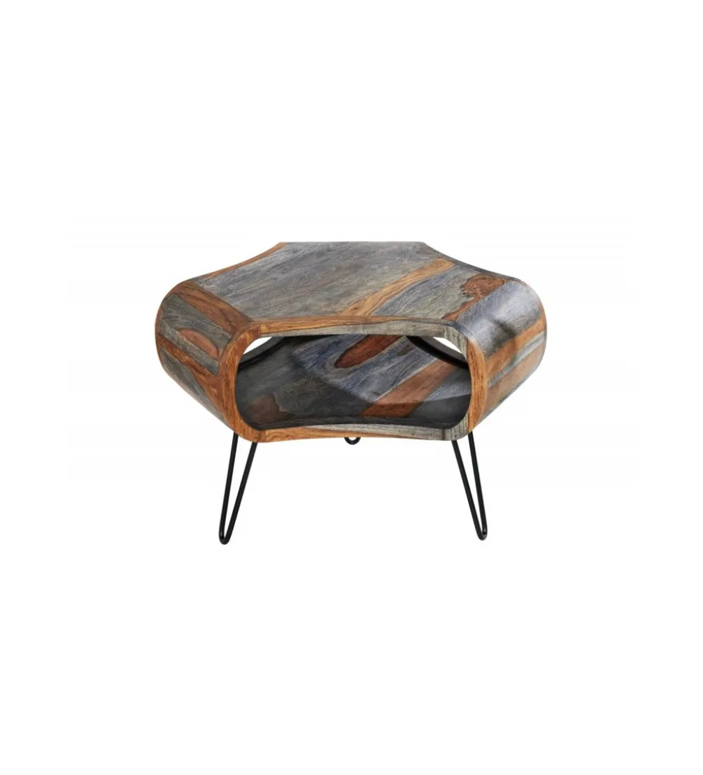 Stolik kawowy SPIN RETRO 60 cm drewno Sheesham