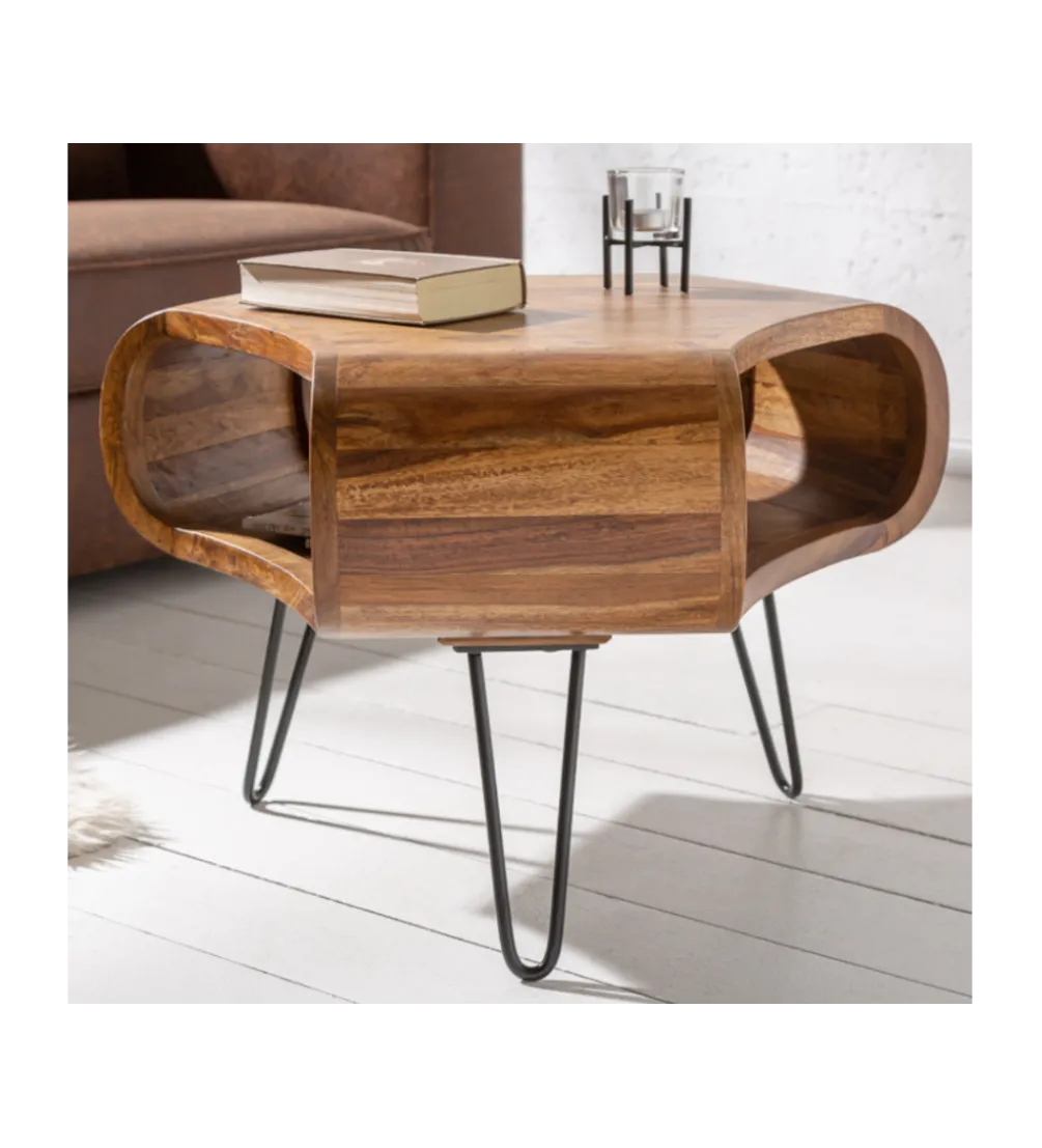 Stolik kawowy SPIN RETRO 60 cm drewno Sheesham